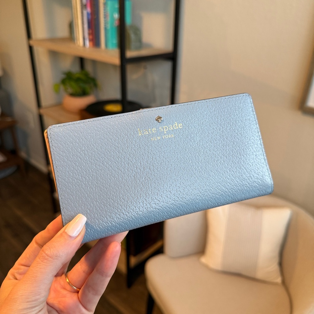 NWOT Kate Spade Light Blue Leather Wallet